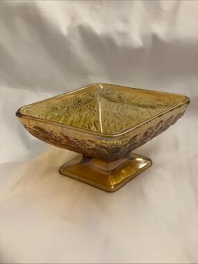 Vintage Indiana Glass Marigold Pedestal Dish